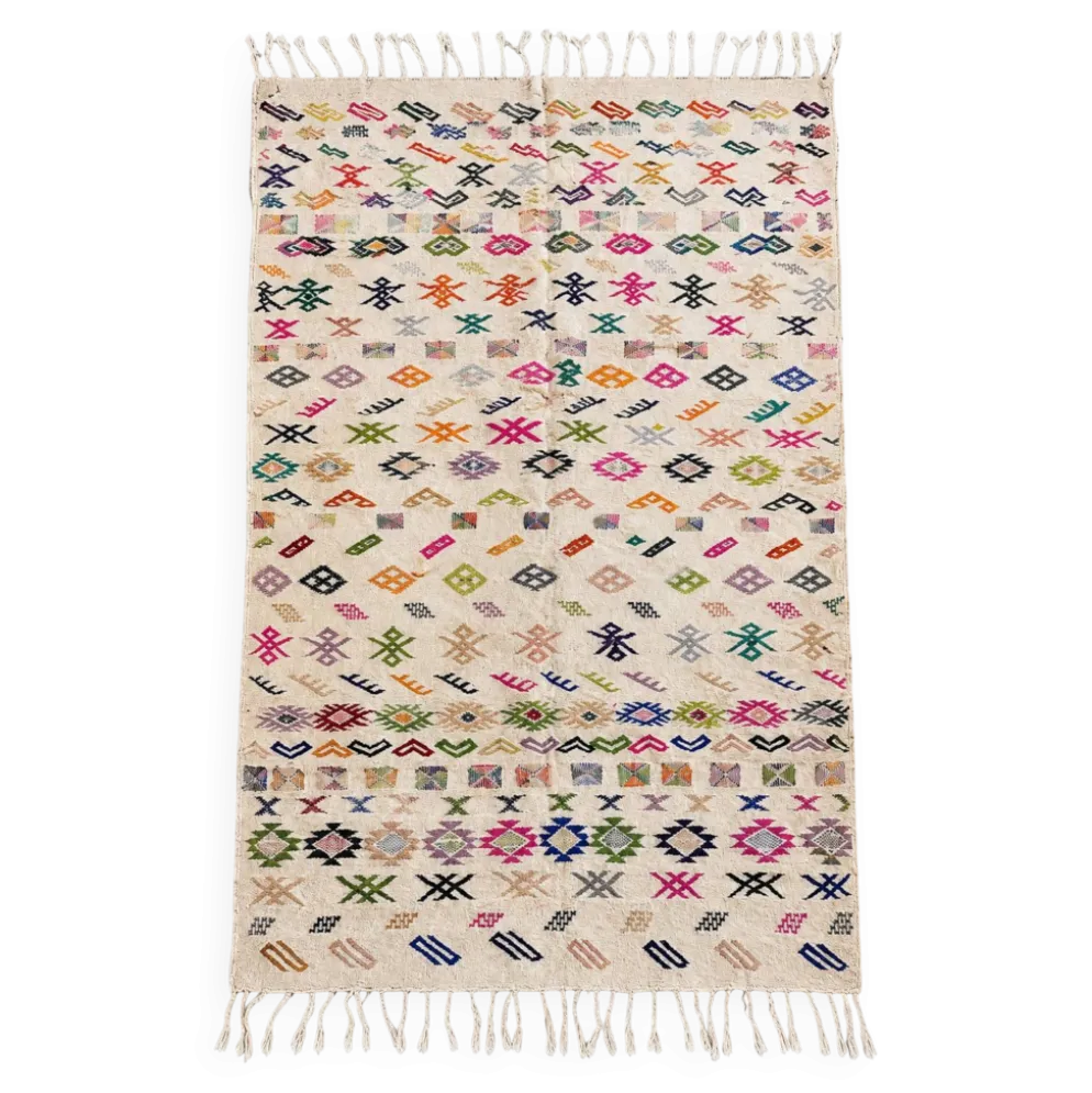 Tapis Kilim berbère marocain en laine multicolore – 267 × 165 cm