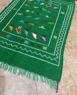 Tapis Kilim berbère tissé à la main : Petit tapis d'appoint tribal marocain