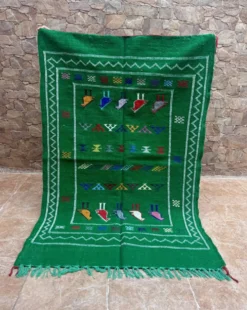 Tapis Kilim berbère tissé à la main : Petit tapis d'appoint tribal marocain