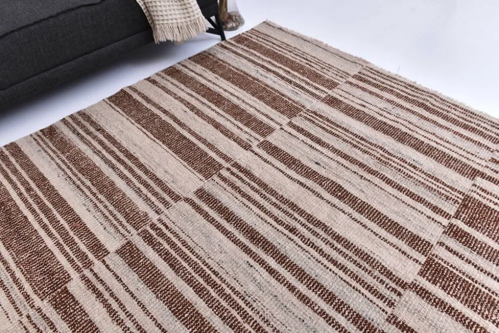 Tapis kilim en laine beige orange 215x300 cm, tapis kilim terracota 7x10.