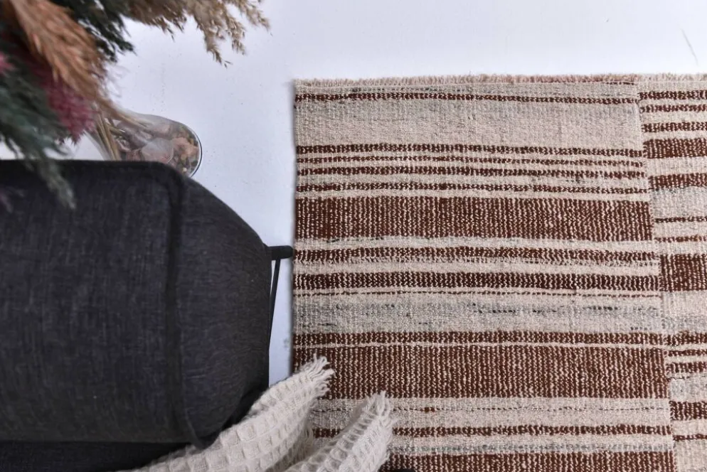 Tapis kilim en laine beige orange 215x300 cm, tapis kilim terracota 7x10.