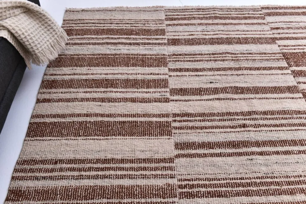 Tapis kilim en laine beige orange 215x300 cm, tapis kilim terracota 7x10.