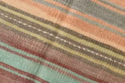Tapis kilim en laine rayé orange pâle et vert menthe 4x7, lavable, 126x210 cm