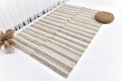Tapis kilim en laine rose vert 212x145, tapis kilim en laine biologique, tapis scandinave k