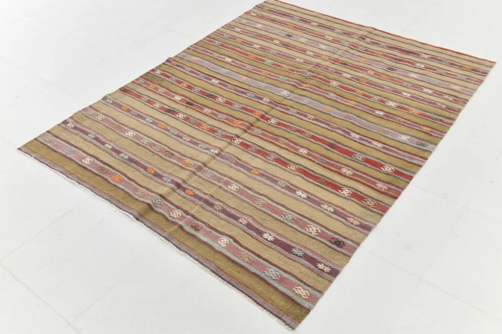 Tapis Kilim en laine vintage, 148 x 191 cm, décoration murale unique