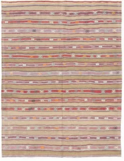 Tapis Kilim en laine vintage, 148 x 191 cm, décoration murale unique
