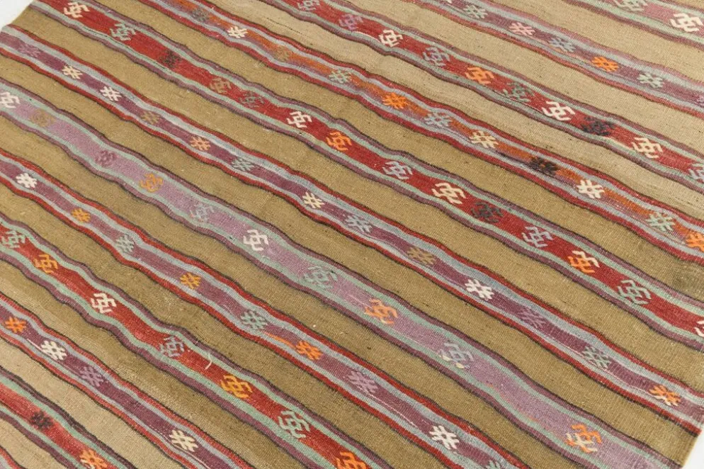 Tapis Kilim en laine vintage, 148 x 191 cm, décoration murale unique