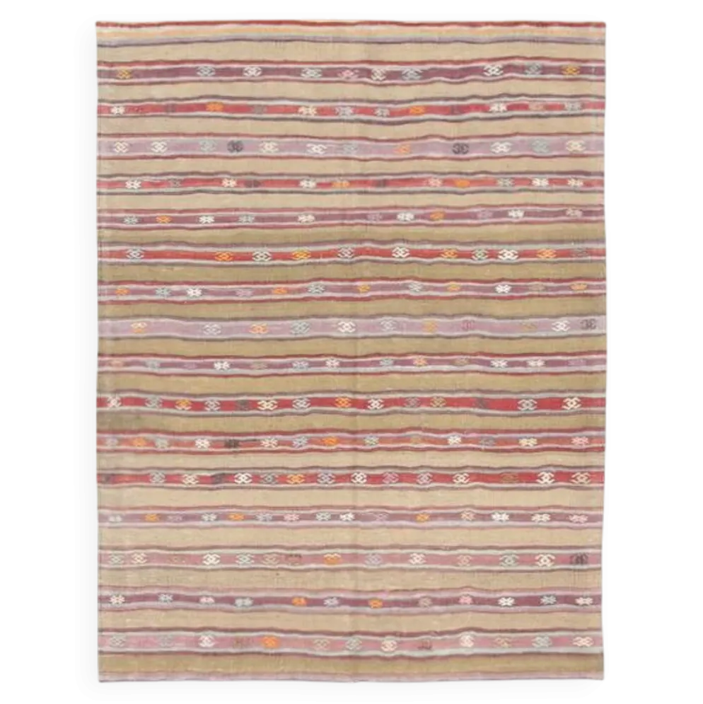 Tapis Kilim en laine vintage, 148 x 191 cm, décoration murale unique