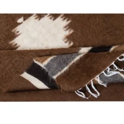 Tapis Kilim en mohair vintage. Couverture tissée à la main. Jeté de canapé turc. Housse de lit marron.