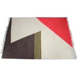 Tapis kilim géométrique du milieu du siècle dans le style d'Antonín Kybal, années 1950.