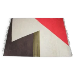 Tapis kilim géométrique du milieu du siècle dans le style d'Antonín Kybal, années 1950.