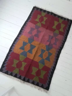 Tapis kilim géométrique vintage en laine Géorgie caucase