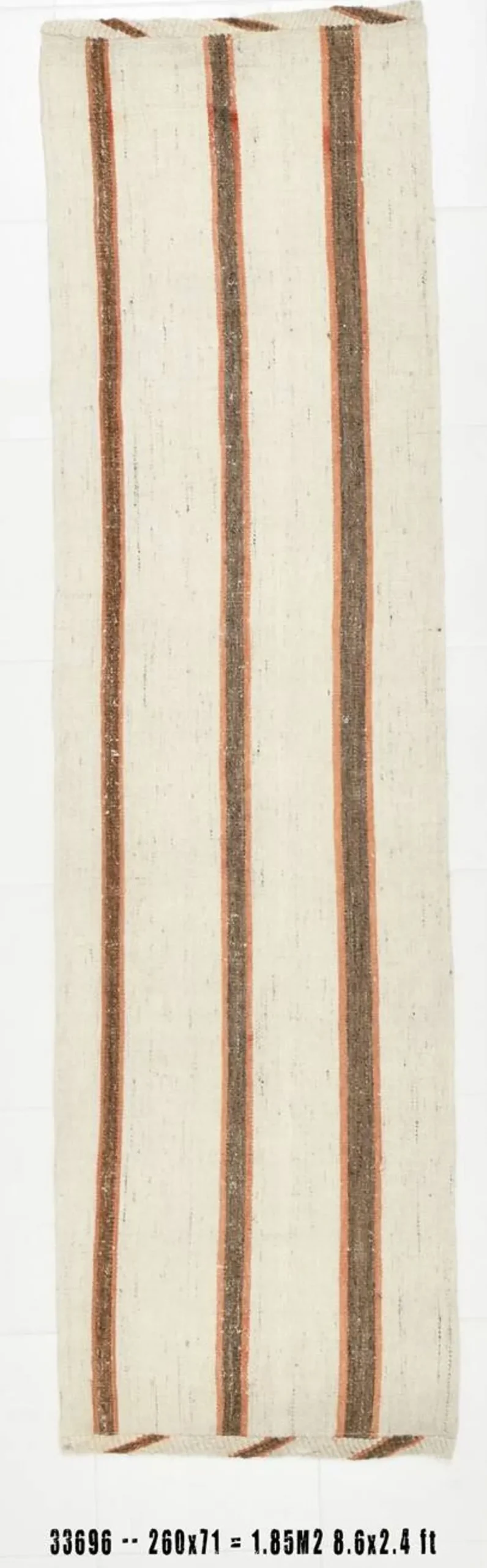 Tapis Kilim marron et beige 2x8, 71x260 cm