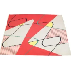 Tapis kilim moderne géométrique extraordinaire, A. Kybal, années 1950