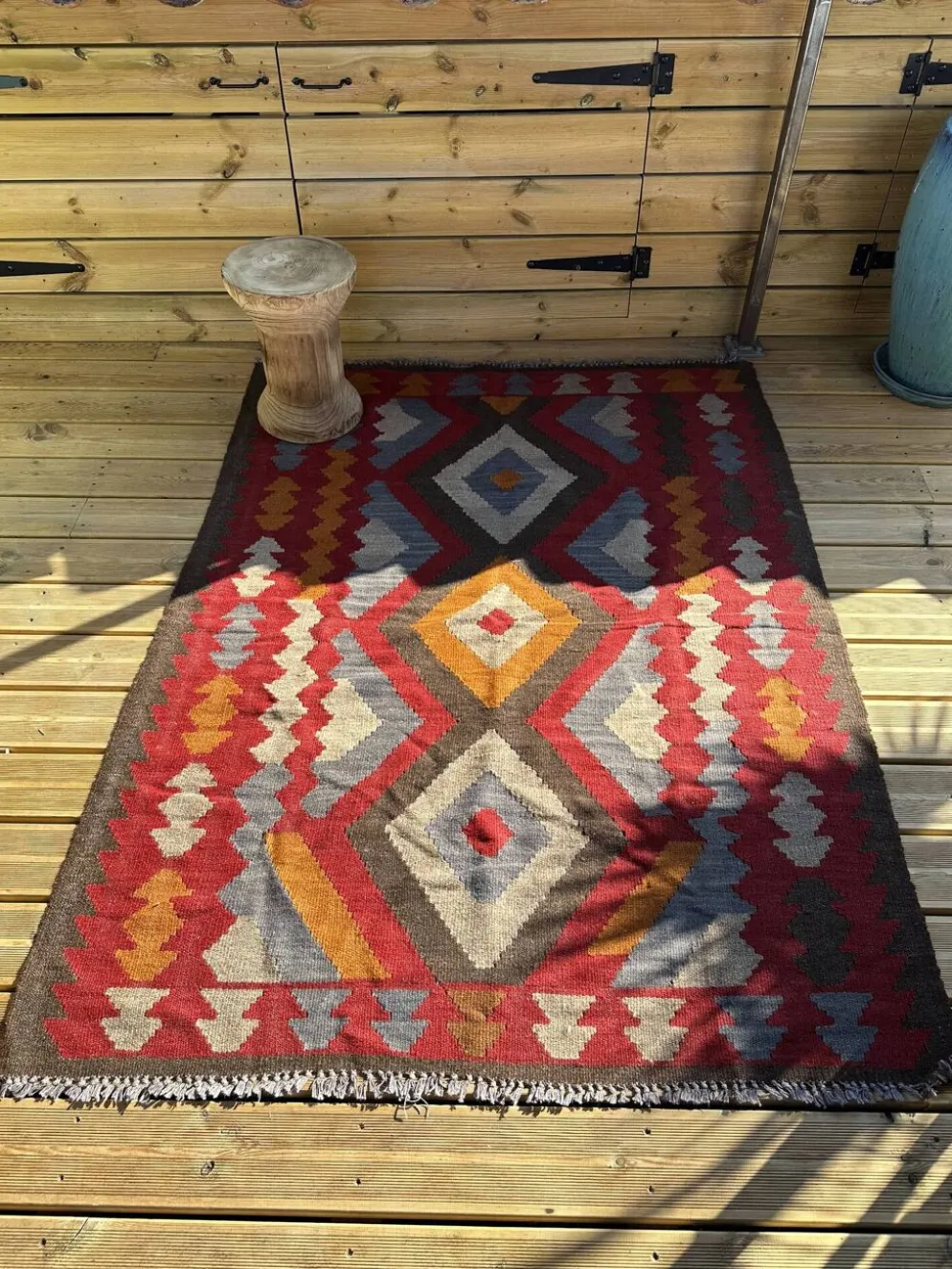 Tapis kilim multicolore. Turquie, années 70