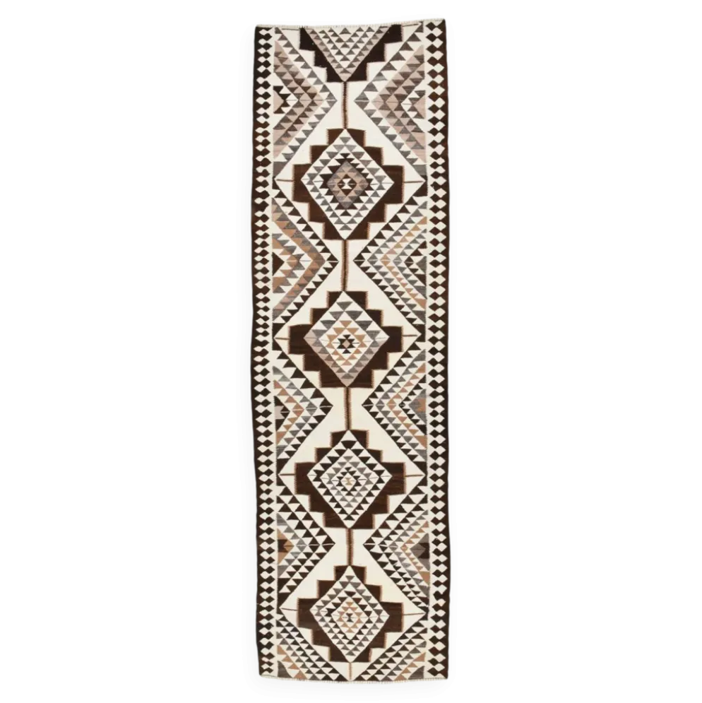 Tapis Kilim persan marron beige 3x10, 97x324 cm