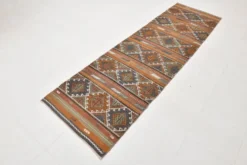 Tapis Kilim persan rouge et vert 3x9, 81x279 cm