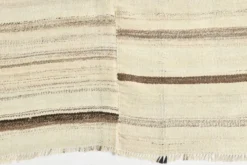 Tapis Kilim rayé beige et crème 5x7, 161x211 cm