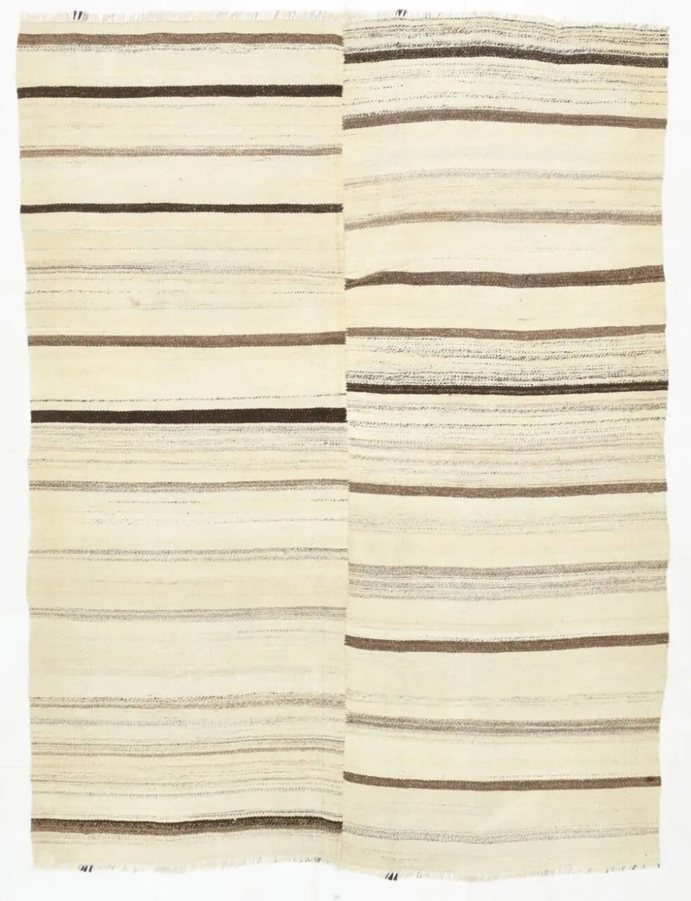 Tapis Kilim rayé beige et crème 5x7, 161x211 cm