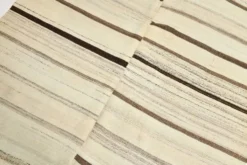 Tapis Kilim rayé beige et crème 5x7, 161x211 cm