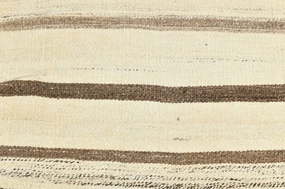Tapis Kilim rayé beige et crème 5x7, 161x211 cm