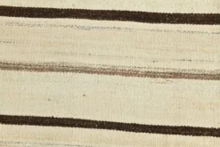 Tapis Kilim rayé beige et crème 5x7, 161x211 cm
