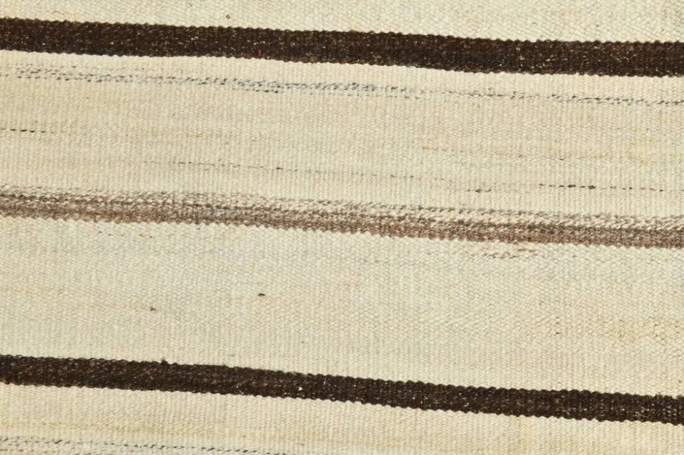 Tapis Kilim rayé beige et crème 5x7, 161x211 cm