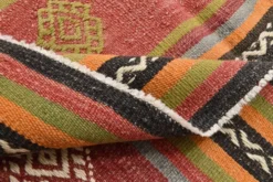 Tapis Kilim à rayures rouges, long et large, 190 x 356 cm