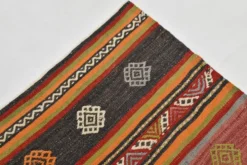 Tapis Kilim à rayures rouges, long et large, 190 x 356 cm