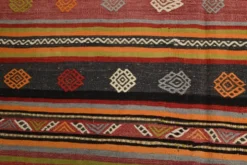 Tapis Kilim à rayures rouges, long et large, 190 x 356 cm