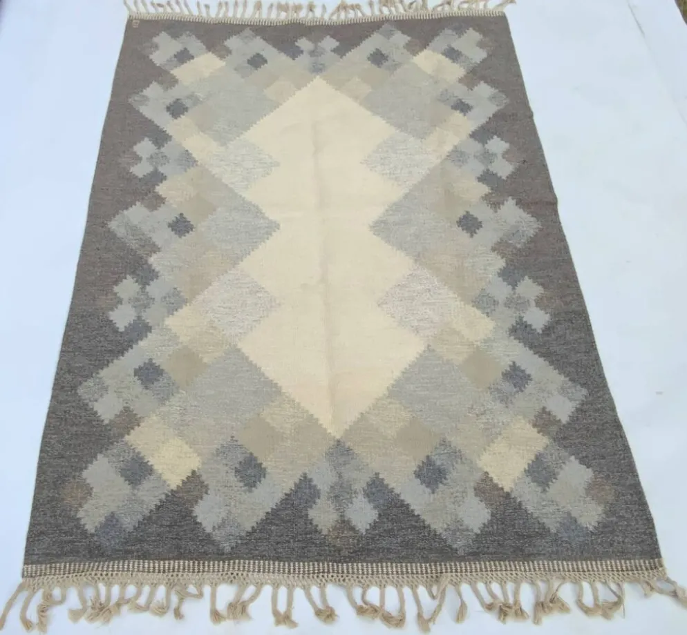 Tapis kilim röllakan suédois du milieu du siècle par brita svefors pour axeco 1960