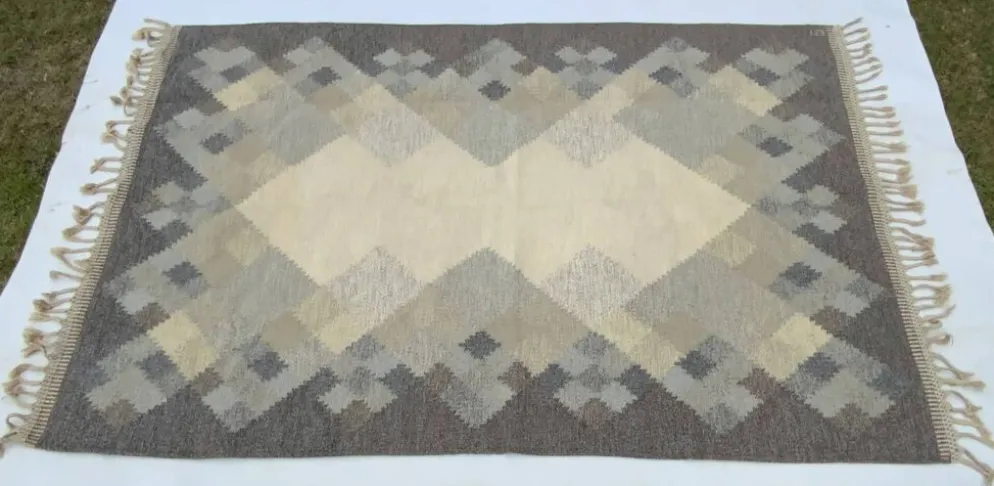 Tapis kilim röllakan suédois du milieu du siècle par brita svefors pour axeco 1960
