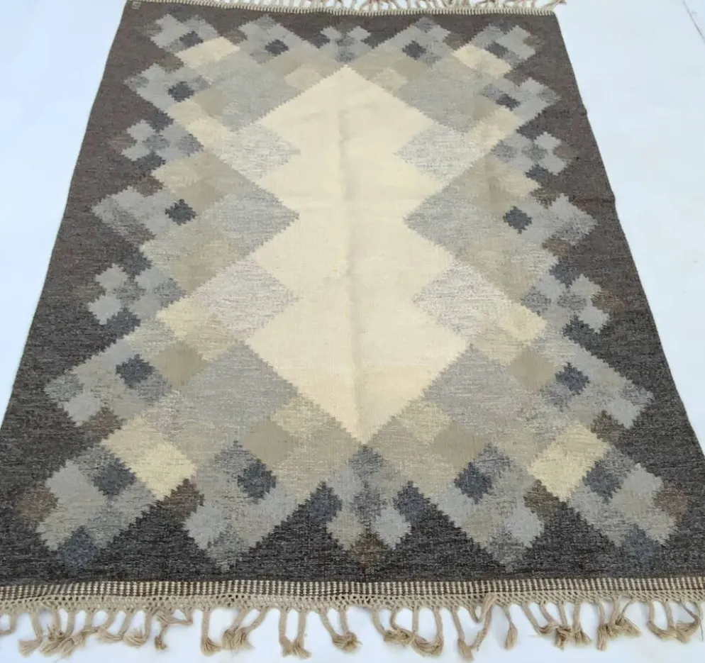 Tapis kilim röllakan suédois du milieu du siècle par brita svefors pour axeco 1960