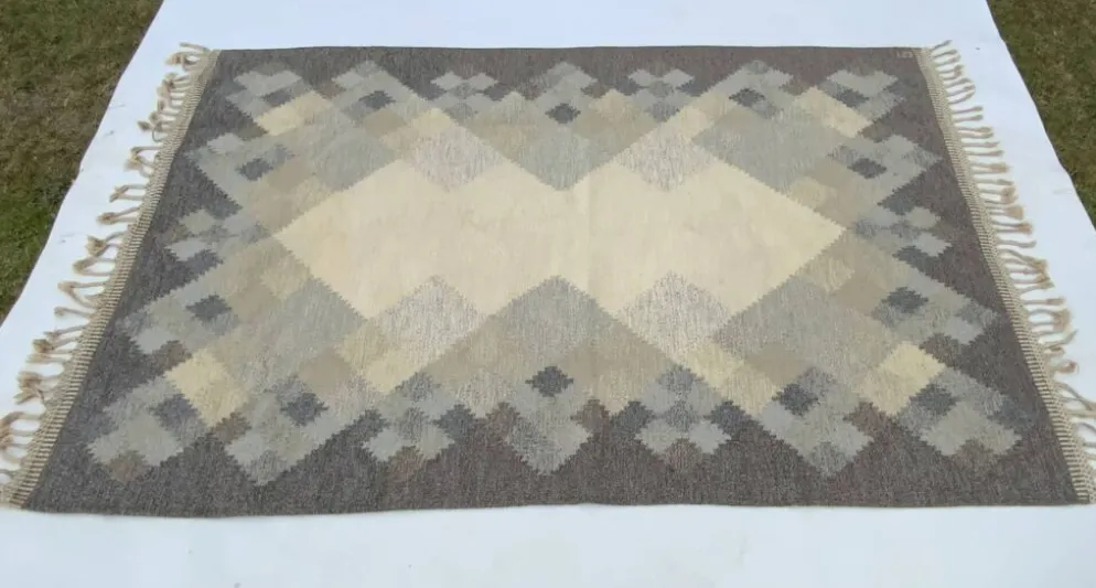 Tapis kilim röllakan suédois du milieu du siècle par brita svefors pour axeco 1960