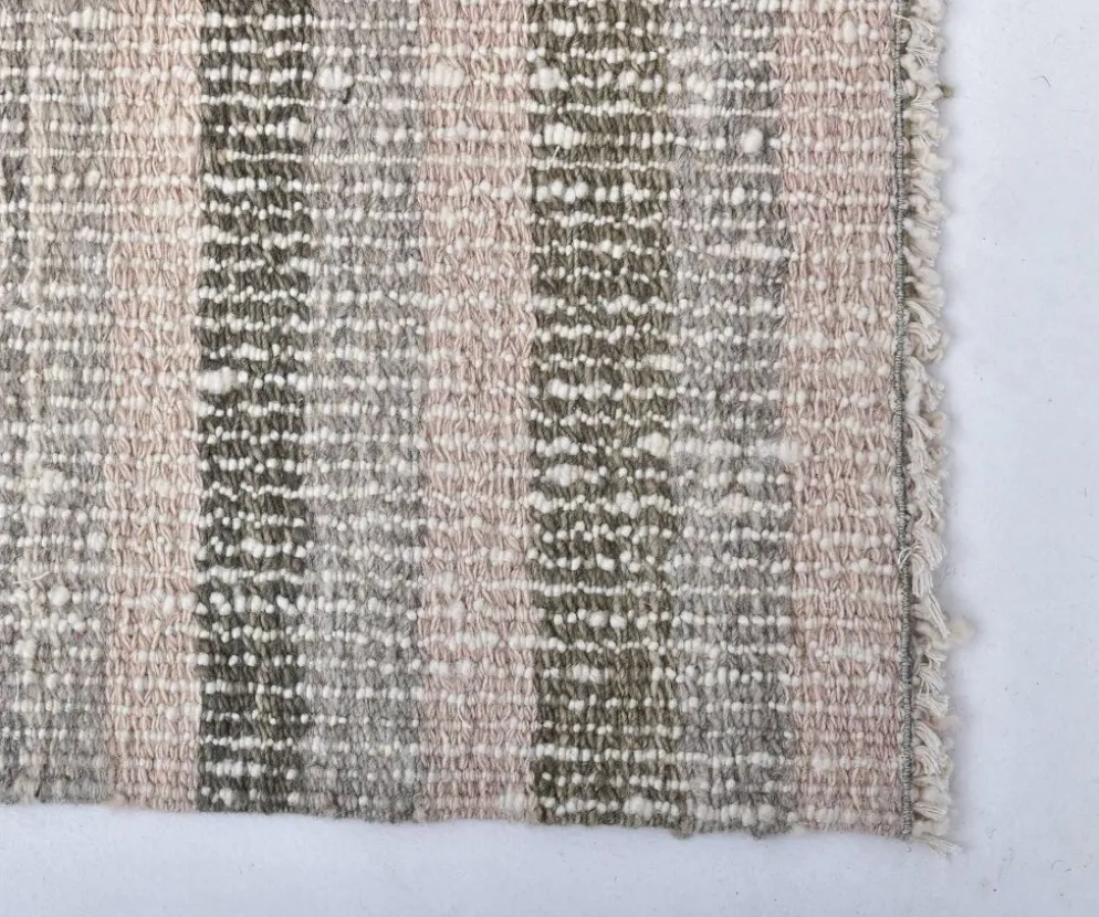 Tapis kilim rose pastel, tapis kilim en laine 325x217 cm, grand tapis kilim
