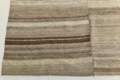 Tapis Kilim turc en laine naturelle beige et gris pierre, 233 x 293 cm