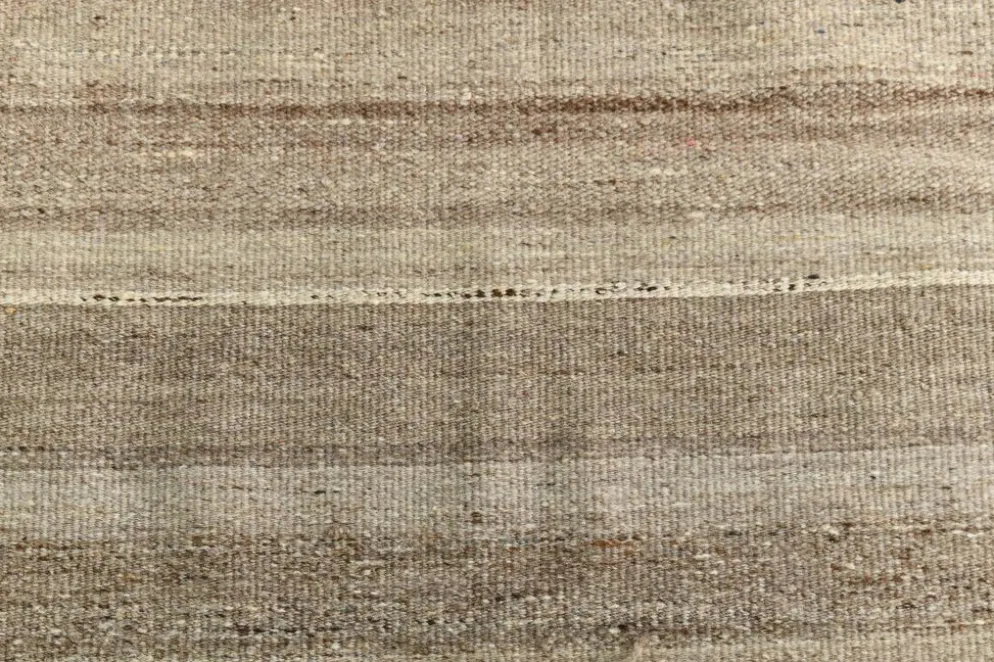 Tapis Kilim turc en laine naturelle beige et gris pierre, 233 x 293 cm