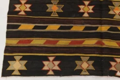 Tapis Kilim turc en laine noir et jaune 6x10, 170x312 cm