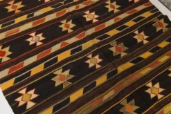 Tapis Kilim turc en laine noir et jaune 6x10, 170x312 cm