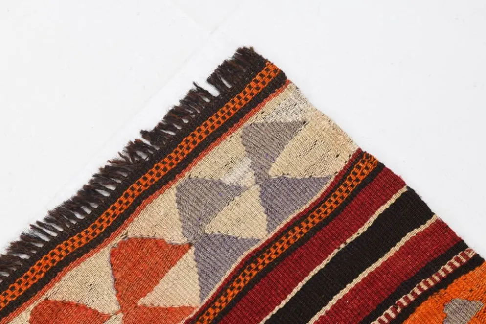 Tapis Kilim turc rouge et bleu 4x9, tapis de salon, Kilim vintage 133x272 cm