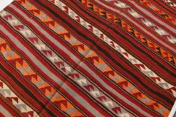 Tapis Kilim turc rouge et bleu 4x9, tapis de salon, Kilim vintage 133x272 cm