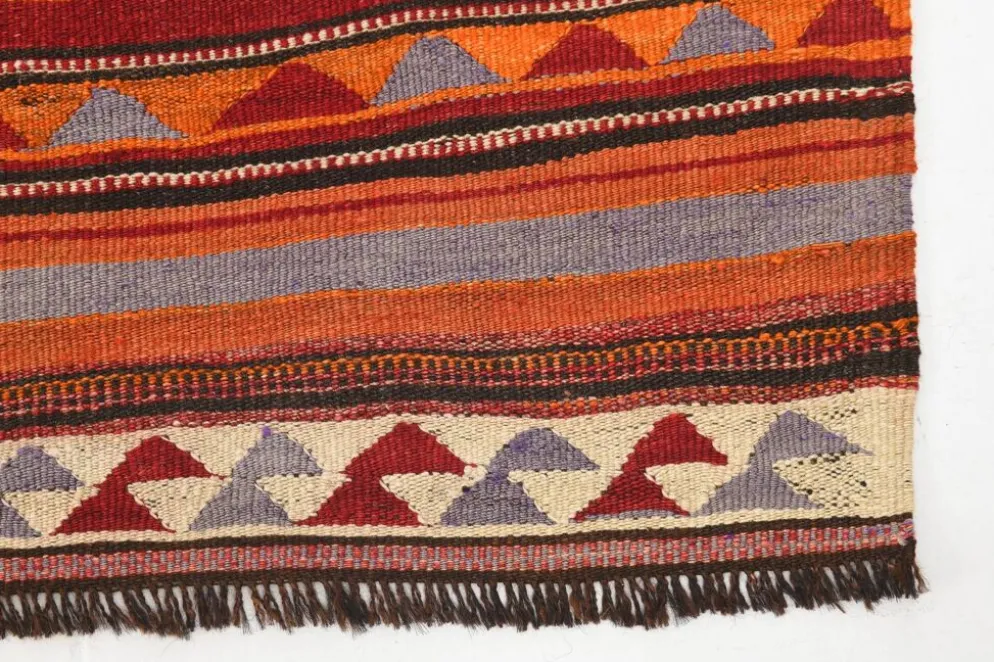 Tapis Kilim turc rouge et bleu 4x9, tapis de salon, Kilim vintage 133x272 cm