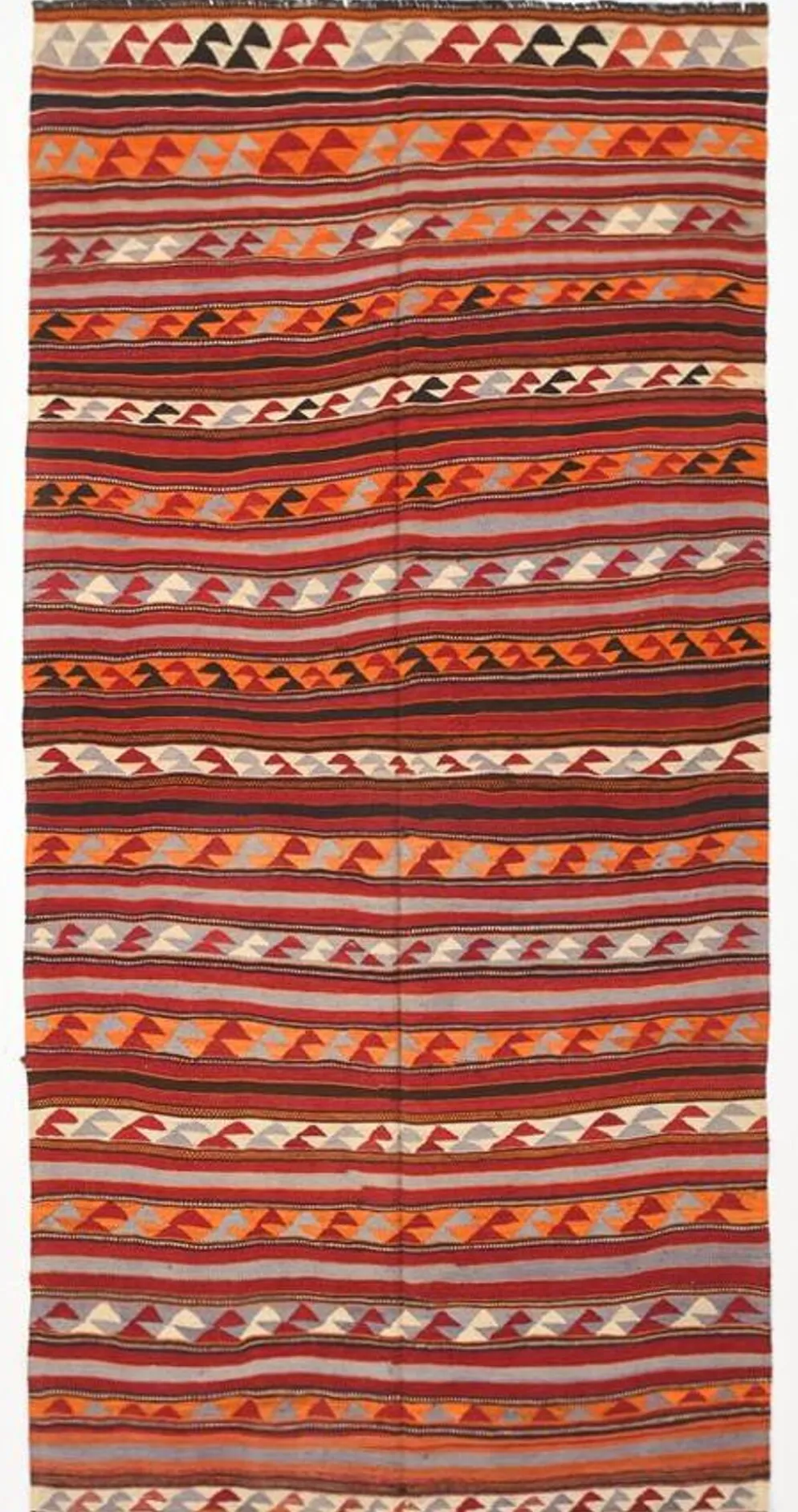 Tapis Kilim turc rouge et bleu 4x9, tapis de salon, Kilim vintage 133x272 cm