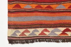 Tapis Kilim turc rouge et bleu 4x9, tapis de salon, Kilim vintage 133x272 cm