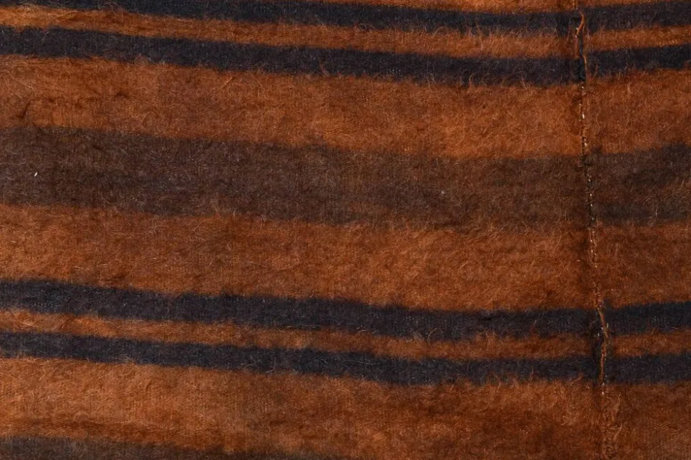 Tapis Kilim turc rustique orange brûlé, tapis en laine fait main, 146x220 cm