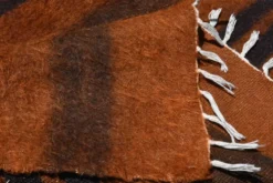 Tapis Kilim turc rustique orange brûlé, tapis en laine fait main, 146x220 cm