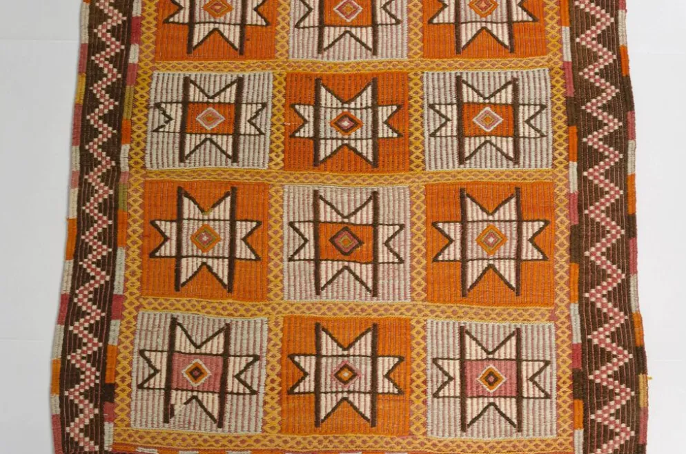 Tapis Kilim turc vintage, tapis d'accent anatolien tissé à la main, sku-141