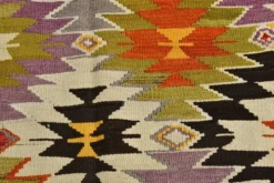 Tapis Kilim Turc 6x10 Laine Fait Main, Style Bohème, Motifs Géométriques,
