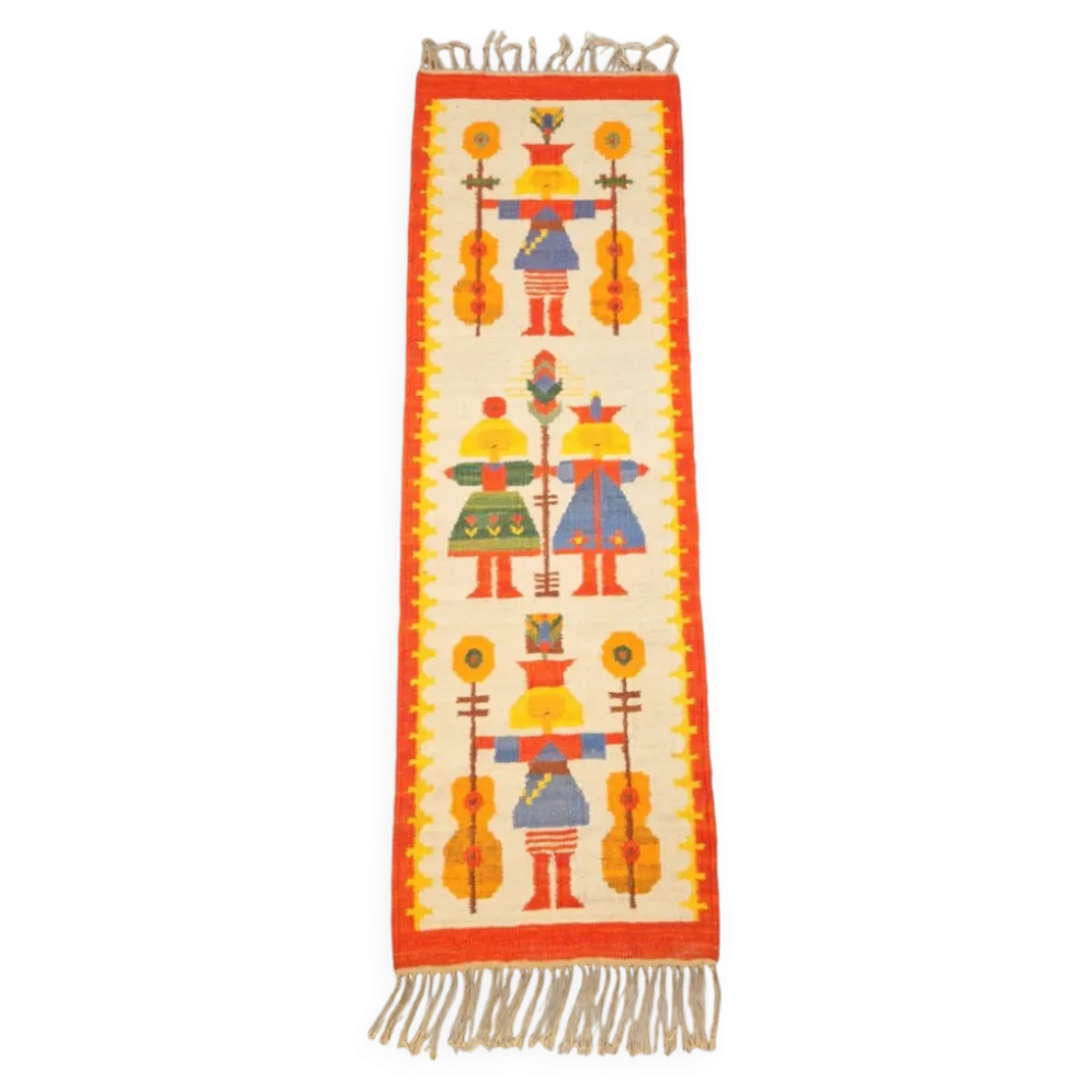 Tapis kilim vintage Chapel par Maria Domanska pour Wawel Broste Kobe, Danemark, années 1960.