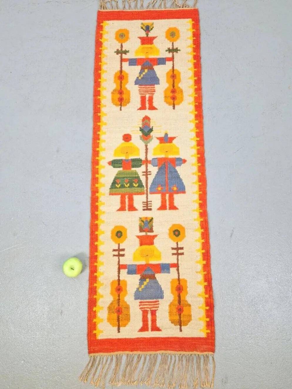 Tapis kilim vintage Chapel par Maria Domanska pour Wawel Broste Kobe, Danemark, années 1960.